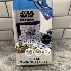 Star Wars The Mandalorian Microfiber 3 Piece‎ Twin Sheet Set Jay Franco New Yoda
